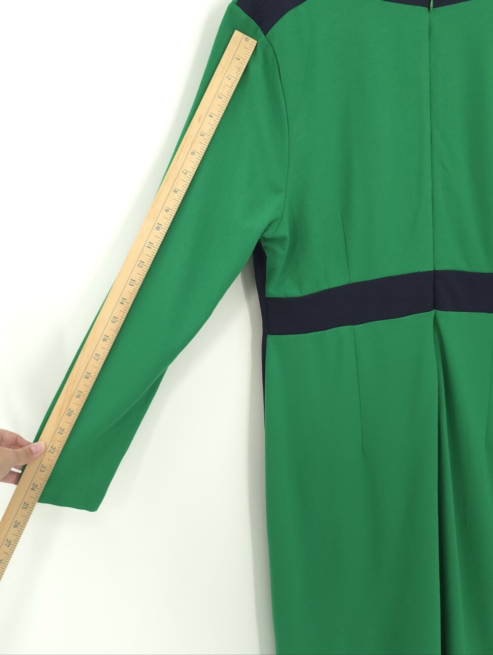 Boden Catherine Ponte Midi Dress Rich Emerald Colorblock Fit Flare Long Sleeve - Picture 16 of 16